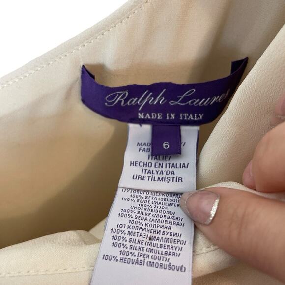 Ralph Lauren 100% Silk Margerie One-Shoulder Wide Leg Jumpsuit Ivory/cream 6 - Picture 6 of 12